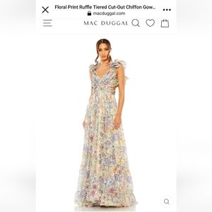 Mac Duggal: Floral ruffle chiffon gown